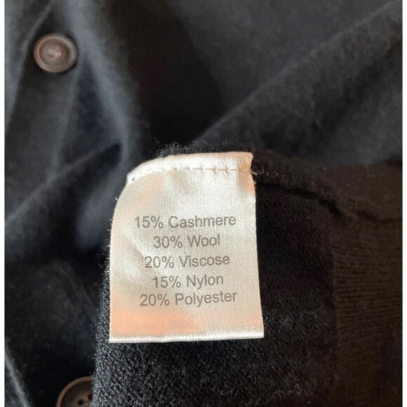 Kallspin Men's Cashmere Wool Blend Black Sleeveless Cardigan Vest L Tall Button - Picture 4 of 9